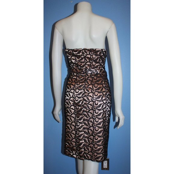 JS Collections Metallic Black Strapless Dress Size - Picture 2 of 2